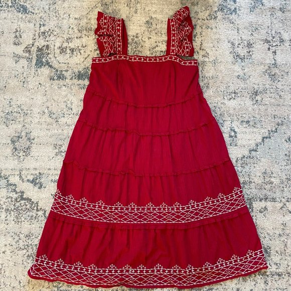 NWT | Knox Rose Tiered Midi Dress Embroidered Ruffle Cottage Peasant XXL 2XL - Picture 3 of 14